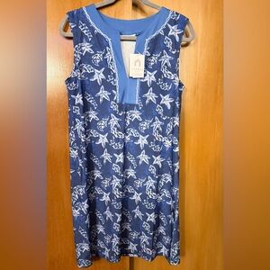 Cabana Life Navy and White Sleeveless Tunic Dress